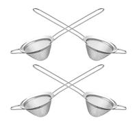 DIYEAH Lot de 4 Passoires à Cocktails en Acier Inoxydable avec Longues Poignées Tamis à Mailles Fines pour Filtrer Café Thé et Boissons Filtre Manuel Solide la Cuisine et Bar Mini