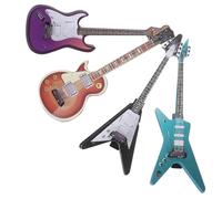 DIYEAH Lot de 4 Pinces à Cheveux en Métal Mini Guitare, Clips Punk Rock 3d Réalistes, Couleurs Bleu Violet Marron Noir, Accessoires Coiffure Femmes pour Fêtes et Usage Quotidien