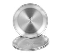 DIYEAH Lot De 4 Plaques Rondes 14 Cm En Acier Inoxydable 304, Plat Rétro Argenté, Assiette Plate Polyvalente Pour Viande Et Dessert, Service Vintage Pour Repas à Domicile Et Apéritifs