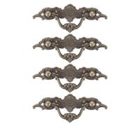 DIYEAH Lot de 4 Poignées de Meuble Vintage pour Commode Et Armoire - Poignées Décoratives à Anneau pour Tiroir, Entraxe de 6,1 Cm (2,4 Pouces) - Quincaillerie de Style Baroque en Bronze Antique