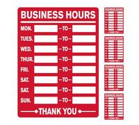 DIYEAH Lot de 5 Panneaux « horaires D'ouverture » pour Porte Vitrée, Horaires Inscriptibles pour Commerce de Détail, Salon de Coiffure, Boutique, Bureau, Vendeur, 20 X 15 Cm