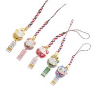 DIYEAH Lot de 5 Pendentifs Chanceux Chat en Céramique, Ornement Suspendu Décoratif pour Téléphone Portable, Lanière Porte-clés Chat Coloris Aléatoire, Accessoire Couleur Aléatoire