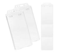 DIYEAH Lot De 5 Porte-badges Verticaux Transparent En Pc Rigide, Protège-cartes Anti-rayures, Format Adapté Cartes D’identité Et Badges Professionnels, Usage Bureau Et Personnel