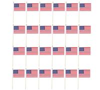 DIYEAH Lot de 50 Petits Drapeaux Américains en Polyester avec Manche en Bois, Prévention des Enchevêtrements, Rangement Compact pour Défilés du 4 Juillet et Événements Sportifs
