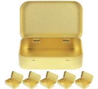 DIYEAH Lot de 6 Boîtes Rectangulaires en Fer-blanc avec Couvercle à Charnière, Boîtes de Rangement Métalliques Dorées pour Bonbons, Bijoux et Petits Objets, Coffrets Présents Décoratifs