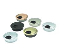 DIYEAH Lot de 6 Cache-Passe-Câbles en Alliage de Zinc 60 MM pour Bureau - Finition Brillante Brossée Argenté Perlé Rouge Ancien Vert Ancien et Noir - Organiseur de Câbles pour