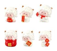 DIYEAH Lot de 6 Figurines Miniatures de Moutons et de chèvres du Zodiaque | Figurine de mouton mignonne, décoration de table Feng Shui pour gâteau de baby shower, d'anniversaire ou autre fête