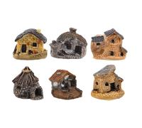 DIYEAH Lot de 6 Miniatures en Résine pour Décoration Village Miniature, Design Rustique et Créatif, pour Rebords de Fenêtres et Scènes de Jardin