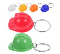 DIYEAH Lot de 6 Porte-clés Mini Casque Chantier Colorés, Plastique Léger, Décorations Construction, Présents Fête Ingénieurs, Accessoires Homme pour Clés, Usage Événementiel