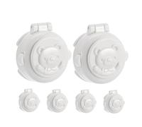 DIYEAH Lot de 6 Protections de Boutons de Sécurité en Abs Blanc pour Voiture et Lave-linge, Verrouillage Touche, Sécurité Garçon et Filles