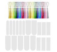 DIYEAH Lot de 60 marque-pages vierges en acrylique transparent avec pompons colorés pour la création de marque-pages et d'étiquettes cadeaux