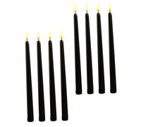 DIYEAH Lot de 8 Bougies LED sans Flamme 28 Cm à Socle Noir, Bougies Chauffe-Plat Décoratives pour Intérieur, Décoration Halloween, Veilleuse Sécurisée sans Fumée ni Coulure, Ambiance