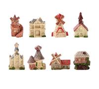 DIYEAH Lot de 8 Mini Maisons de fées pour Jardin, Ornements de Village de | Décoration miniature de maison de conte de fées, couleurs , comprenant un champignon, un moulin à vent et un château,