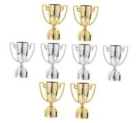 DIYEAH Lot de 8 Mini Trophées de Participation Plastiques Dorés et Argentés, Modèles Sportifs, Décoration Ludique pour Récompenses Scolaires et Jeux Éducatifs