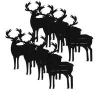 DIYEAH Lot de 8 Porte-Couverts en Feutre Noir Motif Élan de Noël Décoration de Table Festive pour Dîner de Noël Pochettes Porte-Fourchette et Cuillère Résistantes à la Décoloration