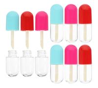 DIYEAH Lot de 9 Tubes à Lèvres Rechargeables Transparents, Contenants Cosmétiques Vides pour Gloss, Format Compact pour Maquillage Voyage et Création Diy, Compatibles Couleur Aléatoire