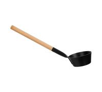 DIYEAH Louche de Sauna à Long Manche en Bois, Alliage D’Aluminium Noir | Large Cuve Courbée, Base Épaissie, Prise Confortable, pour Vapeur et Rinçage, Usage Multiple
