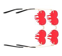 DIYEAH Lunettes de Soleil Accessoire Unique sans Monture 2 Pièces en Métal Rouge de Cœur Décoration Résistante et Élégante pour Fête Disco pour Femme