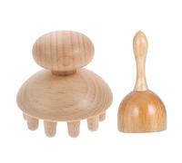 DIYEAH Masseur Multifonction à Ventouses en Bois, 2 Pièces pour Drainage Domestique, Outil de Massage Guasha Corporel, Tasse de Thérapie Naturelle, Accessoires Bien-relaxation à Domicile