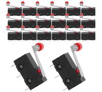 DIYEAH Micro Interrupteur à Levier à Galet Noir 20 Pièces Spdt 3 Broches 5a 250v Rapide à Connecter, Résistant aux Vibrations, pour Ordinateurs et Petits Appareils Électroniques