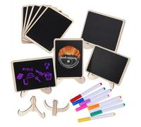 DIYEAH Mini Chalkboard Set Bois de Buis Tableau Mémo de Table Petit Format Tableau Effaçable Polyvalent pour Message Prix et Carte pour Buffet et Fête