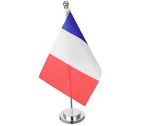 DIYEAH Mini Drapeaux Sur Bâtons Drapeau De Table Français En Polyester Avec Mât Et Base Décorations Nationales Miniatures Pour Bureau Décoration Intérieure Multicolore 12 2 X 8 26 X 5 51