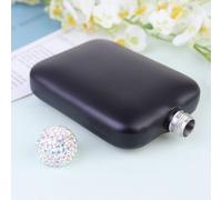 DIYEAH Mini Flasque à Vin Portable pour Femmes en Acier Inoxydable Noir Léger Design Strass, Pratique pour Voyage et Sorties en Plein Air