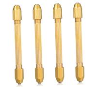 DIYEAH Mini Perceuse à Main Double Tête Dorée, Outil De Sculpture Micro Perceuse Pour Réparation De Montres, Précision Bois Plastique Caoutchouc, Lot De 4 Pièces Usage Professionnel