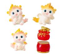 DIYEAH Miniature Dragon Figurines Set Resin Small Dragon Ornaments for Desktop and Garden Decoration Adorable Collectible Micro Landscape