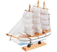 DIYEAH Modèle de Voilier en Bois 24 CM Socle Décoration Intérieure Méditerranéenne pour Maison et Bureau Ornement Nautique Créatif pour Présent et Collection Marine Couleur Aléatoire