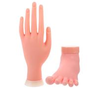 DIYEAH Modèle D'entraînement Main Gauche et Pied Gauche pour Manucure, Caoutchouc Léger, Kit Pratique Nail Art 2 Pièces, Outil pour Apprentissage et Entraînement, Couleur Aléatoire