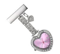 DIYEAH Montre de Poche Clip-on Cœur pour Infirmière, Portable et Pratique | Verre et Alliage, Forme Cœur Élégante, Usage Quotidien au Travail, Présent Femme