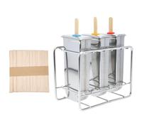 DIYEAH Moule à Glace Inox pour Glace Maison DIY Moules à Bâton Acier Inoxydable avec Support Facile à Démouler Compatible Eau et Lait Fabrication Artisanale