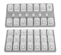 DIYEAH Moule en Silicone Blanc 2pcs pour Bricolage DIY Facile à Utiliser Moules à Mahjong et Dés pour Résine Époxy Artisanale Couleur Aléatoire