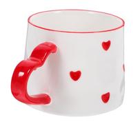DIYEAH Mug Céramique Capacité Importante avec Motif Cœur Tasse à Café et Thé Mug Lait Résistant Chaleur Tasse Romantique pour Couple Design Délicat et Usage Polyvalent