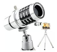DIYEAH Objectif Télescopique à Zoom 12x pour Téléphone Portable en Alliage D'aluminium avec Mini Trépied, Grand Angle pour Observation Animale et Concerts
