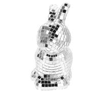 DIYEAH Ornement Boule Disco Lapin RéFléChissant Fait Main Figurine Lapin Miroir Portable pour DéCoration FêTe Mariage ScèNe Table Ambiance Festive