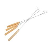 DIYEAH Outil de Nettoyage pour Hachoir à Viande en Métal Manche en Bois Crochet Rainuré Long 4 Pièces Accessoire Hygiénique pour Machines de Découpe et Entretien la Cuisine