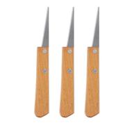DIYEAH Outils Multifonctions Ensemble de 3 en Acier Inoxydable Couteaux à Ébarber Manche en Bois pour Sculpture Précise pour Poterie et Projets DIY en Atelier d'art