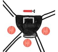 DIYEAH Panier de Basket pour Trampoline Noir avec 1 Pompe, 3 Ballons et Cadre Flexible - Accessoire Sportif Garçon et Filles pour Jeux D’intérieur et Extérieur, Kit Complet