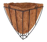 DIYEAH Panier Suspendu d'angle en Fer Forgé Panier en Fibres de Cocotier, Pot de Fleurs Mural pour Balcon, Jardinière Résistante aux Intempéries, Support Décoratif pour Plantes