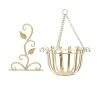 DIYEAH Panier Suspendu Murale Fer Doré pour Plantes Vertes Support et Décoratif pour Balcon et Intérieur Accessoire Gain de Place pour Fleurs et Plantes Intérieur