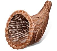 DIYEAH Panier Tressé de Corne de Bœuf Caramel 185X35X28 CM Corbeille d'Abondance Artisanale Multiusage pour Fruits et Rangement d'Objets Décoratifs