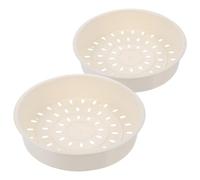 DIYEAH Panier Vapeur Accessoire Indispensable Cuisine en Plastique Blanc Rond 2pcs Compact et Polyvalent pour Cuiseur Riz et Poisson