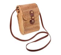 DIYEAH Paquet Bandoulière pour Femme Ceinture Pu en Rotin Marron Design Unique et Rustique Protège Vos Effets Personnels pour Shopping ou Fête