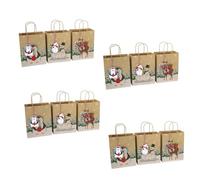 DIYEAH Paquet en Papier Kraft à Fond Carré Noël, Lot de 24 Paquet Fourre-tout pour Emballage Présent, Motifs Animaux, Papier Solide et Portable, pour Fêtes, Boutiques et Style Aléatoire