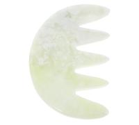 DIYEAH Peigne de Massage en Pierre de Jade Naturelle à 5 Dents Larges, Masseur pour Cuir Chevelu, Visage et Cou, Outil de Grattage Gua Sha Rafraîchissant, Soin Bien-être Traditionnel,