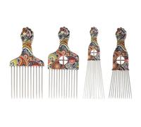 DIYEAH Peignes à Cheveux Afro Plusieurs styles en ABS et Acier Inoxydable Lot de 4 Accessoires Coiffure Africaine Antistatique Coiffage Facile Plusieurs styles Adaptés pour Cheveux Bouclés