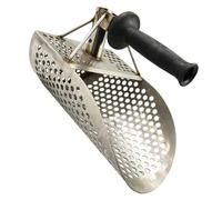 DIYEAH Pelle de Détection Métaux Acier Inoxydable Robuste pour Plage et Chasse Au Trésor Pelle Tamis Sable Large Tête Perforée pour Tamisage Outil Polyvalent pour Sable Gravier et Sols