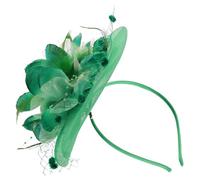 DIYEAH Petit Couvre-Chef Vintage Vert pour Mariée Voile et Plume en Polyester, Accessoire Élégant et Facile à Porter pour Mariage ou Performance